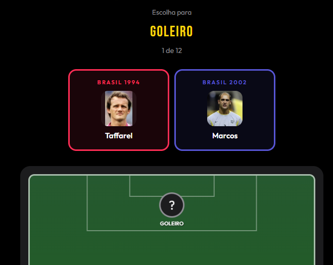 Exemplo do modo Time x Time